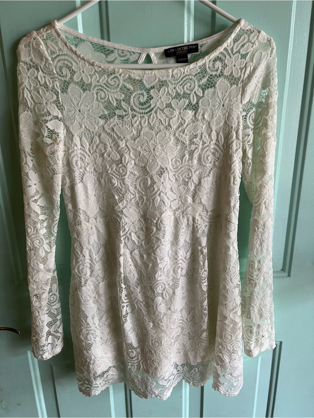 A Pea In The Pod Maternity White Lace Long Sleeve Top Size Small